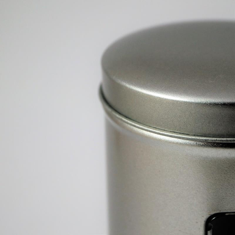 Boite en métal ronde avec fenêtre à dosettes de café Ø7.6x17cm
