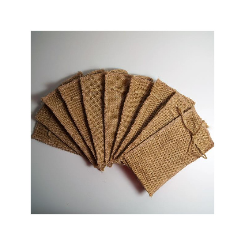 Sachet en jute 14x8.5cm, lot de 10