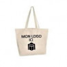 Grand sac tote bag avec soufflet de fond Coton naturel, 47x15x35cm personnalisable