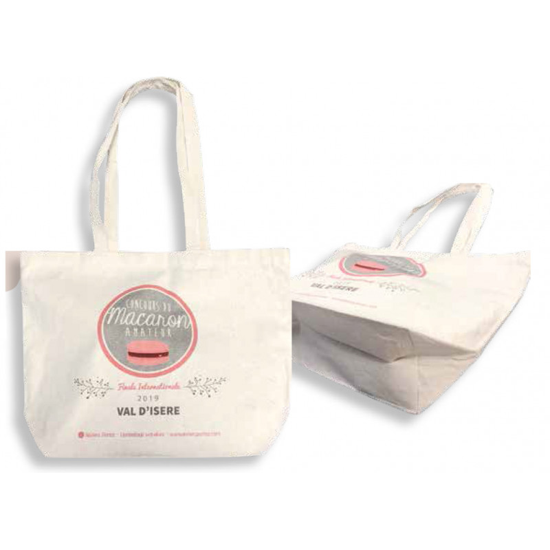 Grand sac tote bag avec soufflet de fond Coton naturel, 47x15x35cm personnalisable