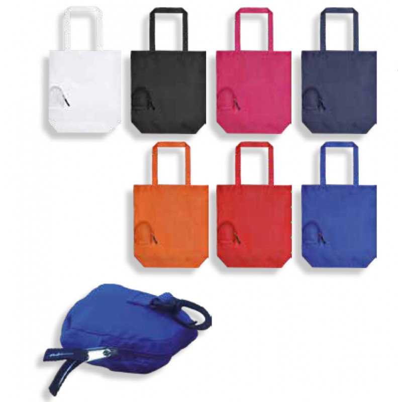 Sac pliable avec poche zippée nylon, 37x10x41cm personnalisable