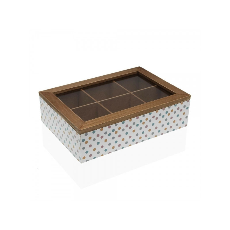 Boîte à thé ou infusions Springdots en bois 17x7x24cm