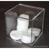 Boite vitrine en plexiglass cube rangement coton, salle de bain