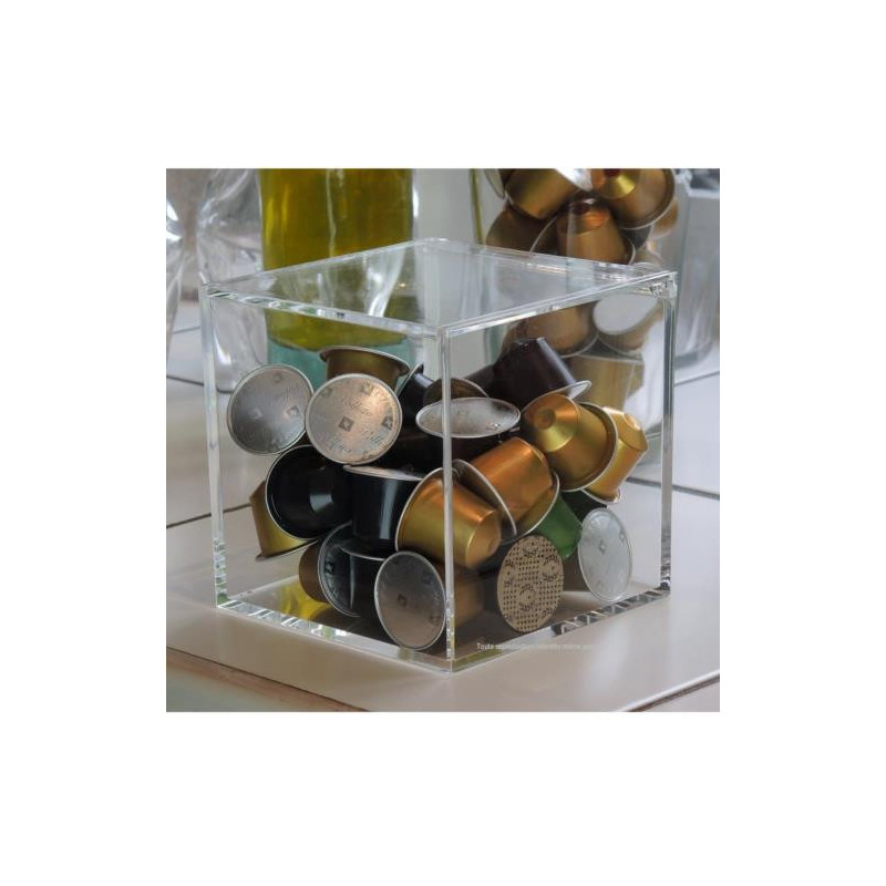 Boite vitrine en plexiglass cube rangement capsules café