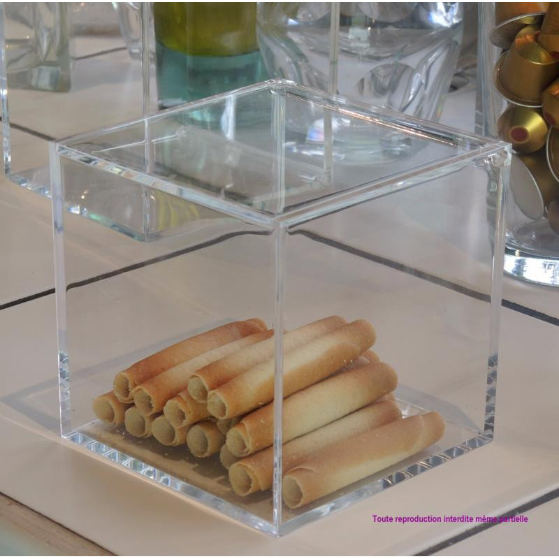 Boite vitrine en plexiglass cube rangement gâteaux, pâtisseries, cuisine, pâtisserie