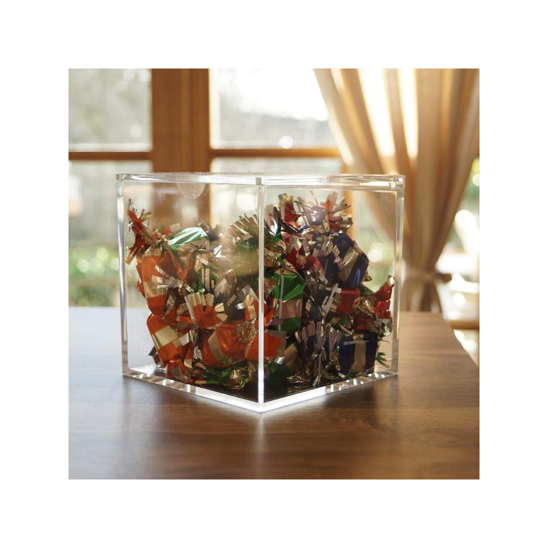Boite vitrine en plexiglass cube rangement bonbons
